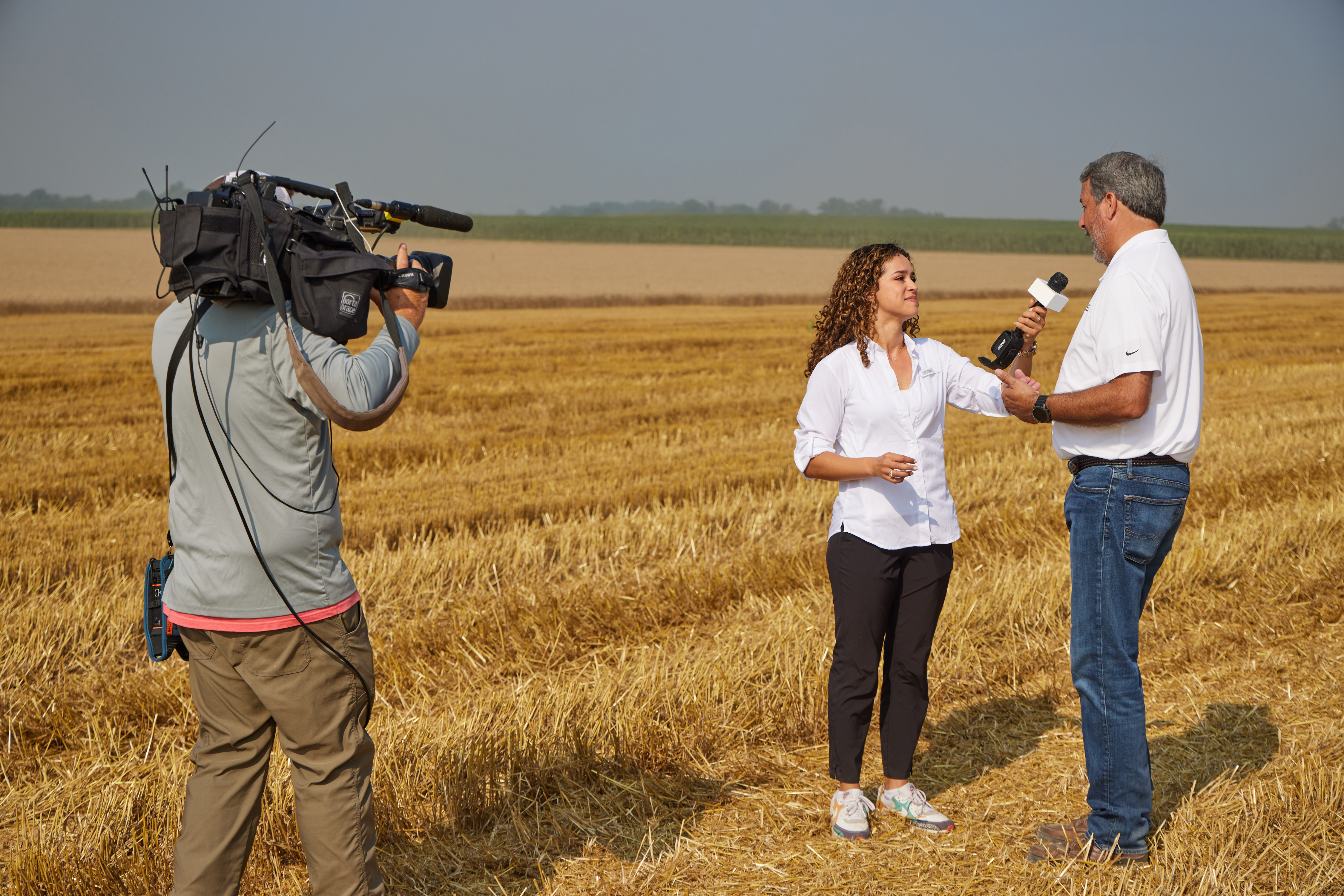 Interview in a farm field.